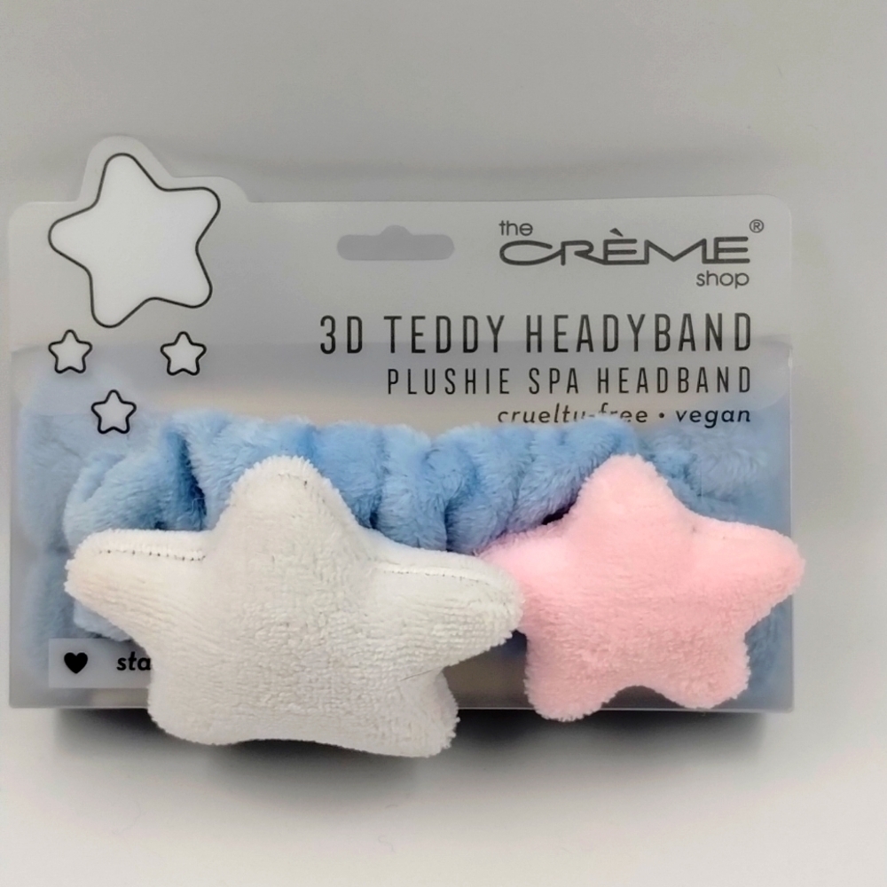 the Crème Shop women's starry eyes teddy plushie spa headband 3D